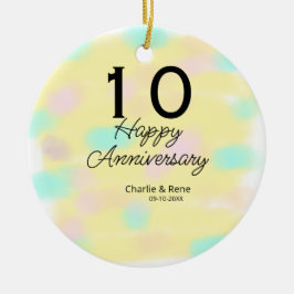 10 wedding anniversary yellow pastel name retro bo keramisch ornament