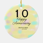 10 wedding anniversary yellow pastel name retro bo keramisch ornament (Achterkant)
