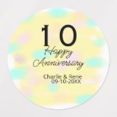 10 wedding anniversary yellow pastel name retro bo labels (Design 1)