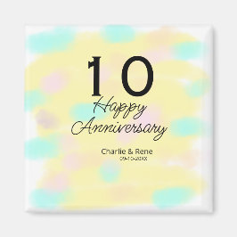 10 wedding anniversary yellow pastel name retro bo magneet