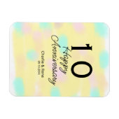 10 wedding anniversary yellow pastel name retro bo magneet (Horizontaal)