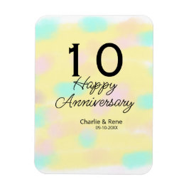 10 wedding anniversary yellow pastel name retro bo magneet