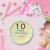 10 wedding anniversary yellow pastel name retro bo papieren bordje (Feest)