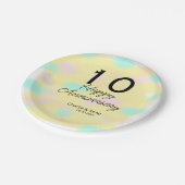 10 wedding anniversary yellow pastel name retro bo papieren bordje (Gekanteld)