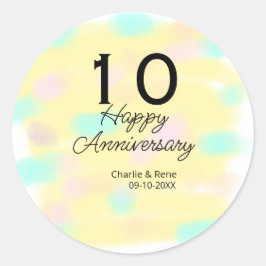 10 wedding anniversary yellow pastel name retro bo ronde sticker