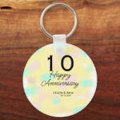 10 wedding anniversary yellow pastel name retro bo sleutelhanger (Voorkant)