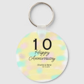 10 wedding anniversary yellow pastel name retro bo sleutelhanger (Achterkant)