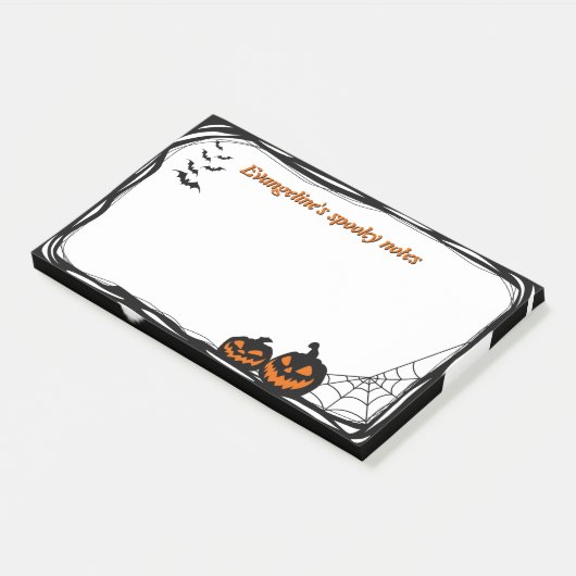 10 "x6" Vleermuizen, pompoen en spinnenweb Post-it® Notes (Schuin)