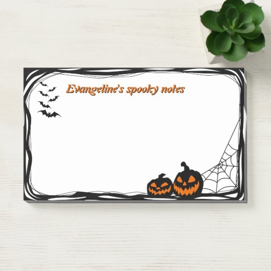 10 "x6" Vleermuizen, pompoen en spinnenweb Post-it® Notes (Kantoor)