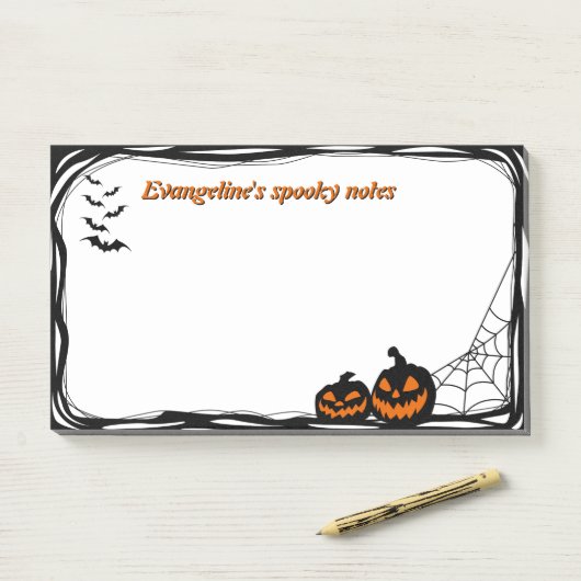 10 "x6" Vleermuizen, pompoen en spinnenweb Post-it® Notes (Op bureau)