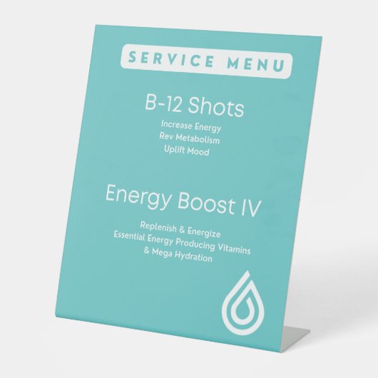 10 x 12 tabletop-servicemenu reclamebord met voetstuk (Voorkant)