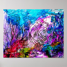 10"x 8"KLEURRIJK ABSTRACT ART-2 STEENPOSTER