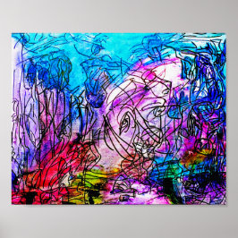 10"x 8"KLEURRIJK ABSTRACT ART-2 STEENPOSTER Poster