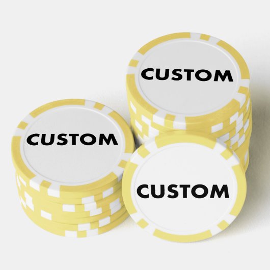 10 x Aangepast Gepersonaliseerd Geel Casino, Poker Chips (Opstapeling)