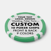 10 x aangepaste gepersonaliseerde GROENE Poker Chi Chips (Enkel)