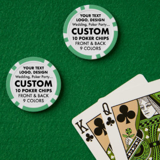 10 x aangepaste gepersonaliseerde GROENE Poker Chi Chips