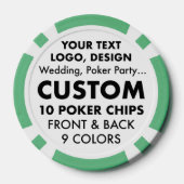 10 x aangepaste gepersonaliseerde GROENE Poker Chi Poker Chips (Achterkant)