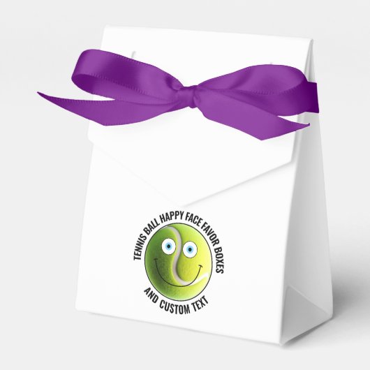 10 x Aangepaste Tennisbal BLAUW OGEN Gelukkig Gezi Bedankdoosjes (Voorkant Zijde)