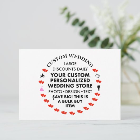 10 x aangepaste trouwbehuizing Kaarten (Staand voorkant)