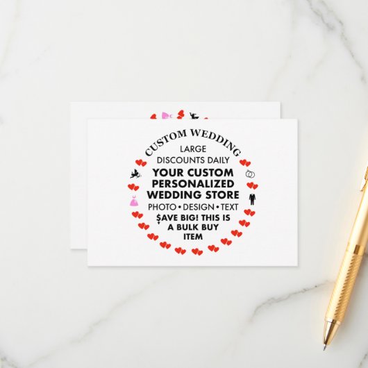 10 x aangepaste trouwbehuizing Kaarten (Voorkant / Achterkant in situ)