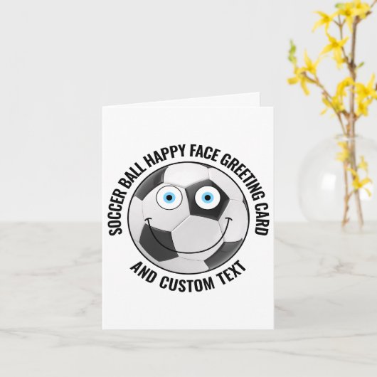 10 x Aangepaste Voetbal BLAUW OGEN Gelukkige Gezic Kaart (Gele Bloem)