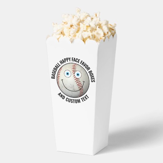 10 x Custom Baseball BLUE EYES Happy Face Popcorn Bedankdoosjes (Popped)