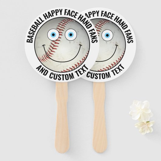 10 x Custom Baseball Party BLUE EYES Happy Face Handwaaier (Voorkant en achterkant)