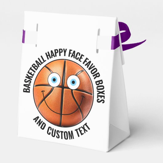 10 x Custom Basketbal BLAUW OGEN Happy Face Bedankdoosjes (Achterkant)