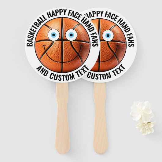 10 x Custom Basketbal Party BLUE EYES Happy Face Handwaaier (Voorkant en achterkant)