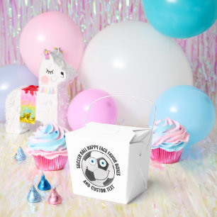 10 x Custom Voetbal Party BLUE EYES Happy Face Bedankdoosjes