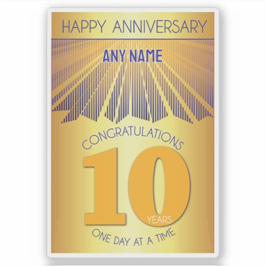 10 Year | Golden Ray 12 Step CUSTOM NAME Sticker (Voorkant)