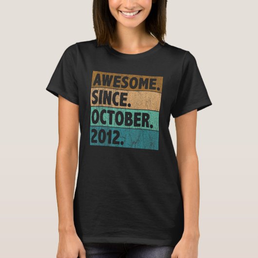 10 Year Old  Awesome Since October 2012 10th Birth T-shirt (Voorkant)