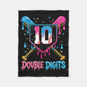 10 Year Old Baseball Drip Ice Cream 10th Bday Doub Fleece Deken (Voorkant)