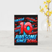 10 Year Old For Boys 10th Birthday Boy 10 Year Old Kaart (Gele Bloem)