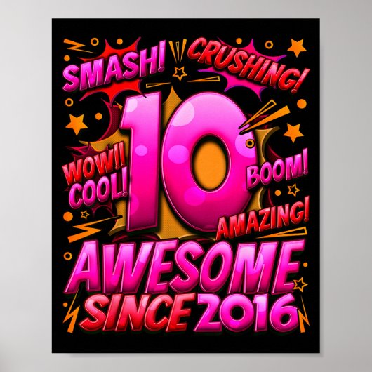10 Year Old For Boys 10th Birthday Boy 10 Year Old Poster (Voorkant)