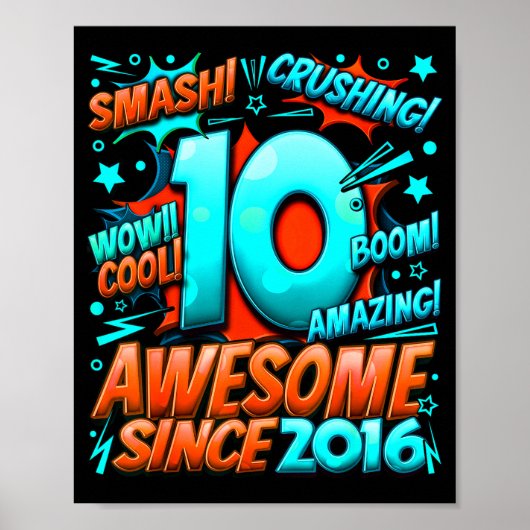 10 Year Old For Boys 10th Birthday Boy 10 Year Old Poster (Voorkant)