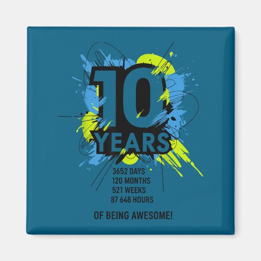 10 Years Of Being Awesome 10th Birthday Girl Boy D Magneet (Voorkant)