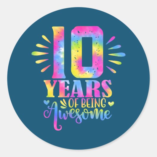 10 Years Of Being Awesome 10th Birthday Girl  Ronde Sticker (Voorkant)