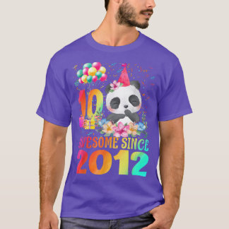 10 Years Old 10th Birthday Panda Awesome Since 201 T-shirt