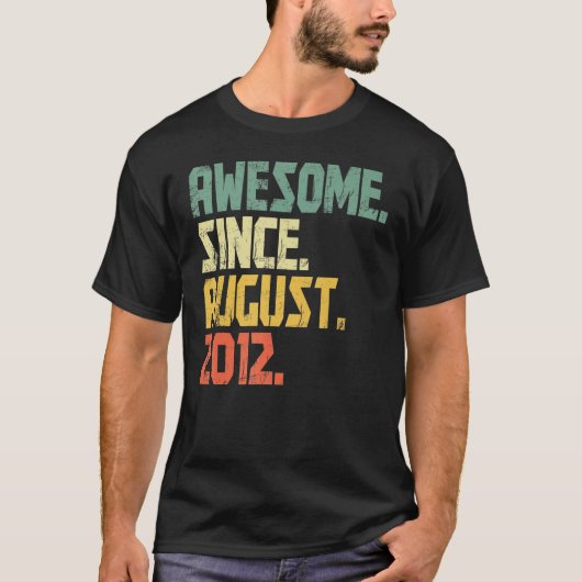 10 Years Old Awesome Since August 2012 10th Birth T-shirt (Voorkant)