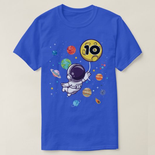 10 Years Old Birthday Boy Tee Astronaut 10th Birth T-shirt (Design voorkant)