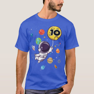 10 Years Old Birthday Boy Tee Astronaut 10th Birth T-shirt