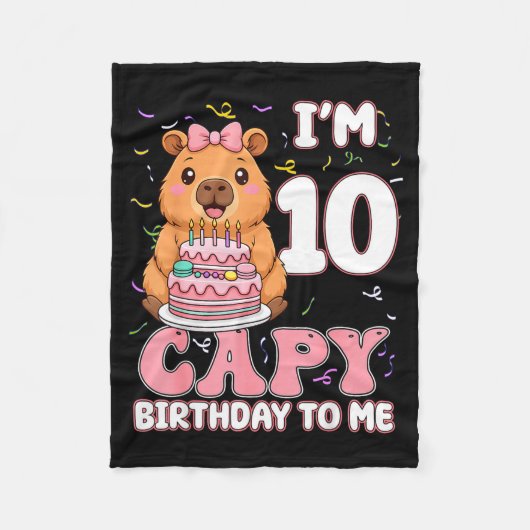 10 Years Old Capy Birthday To Me 10th Birthday Cap Fleece Deken (Voorkant)