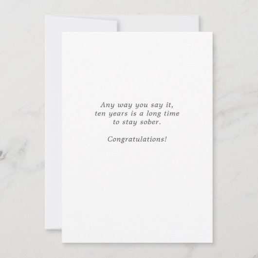 10 Years Sober Kaart (Achterkant)