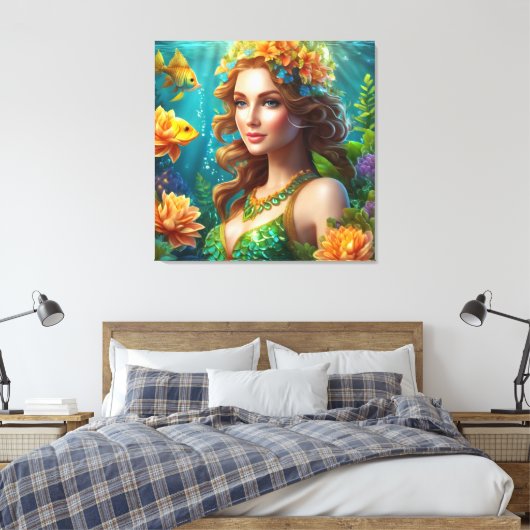 #10 Zeemeerminnenleven Canvas Afdruk (Insitu (Slaapkamer))