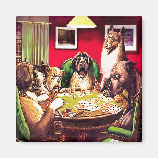 10b Poker Honden: Waterloo (ca. 1903) Magneet (Voorkant)