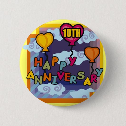 10de bruiloft Jubileum Gifts Ronde Button 5,7 Cm (Voorkant)