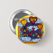 10de bruiloft Jubileum Gifts Ronde Button 5,7 Cm (Voorkant /achterkant)