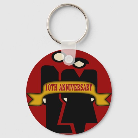 10de bruiloft Jubileum Gifts Sleutelhanger (Voorkant)