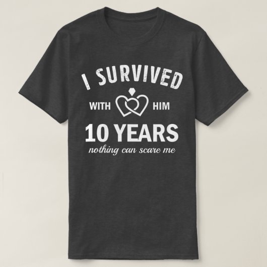 10de bruiloft Jubileum voor haar overlevende 10 ja T-shirt (Design voorkant)
